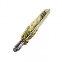 CS NAVAJO TRIPLE STARS ON THE FIRST ARROW FEATHER PENDANT 18K/PLATINUM