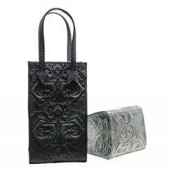 CS LEATHER PRINTED LOGO DRINK BAG - BLACK