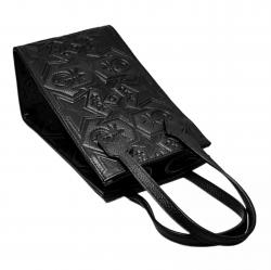 CS LEATHER PRINTED LOGO DRINK BAG - BLACK