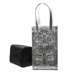 CS LEATHER PRINTED LOGO DRINK BAG - SLIVER