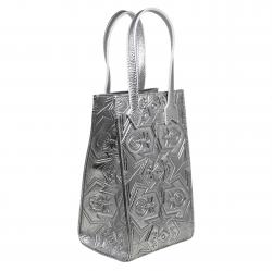 CS LEATHER PRINTED LOGO DRINK BAG - SLIVER