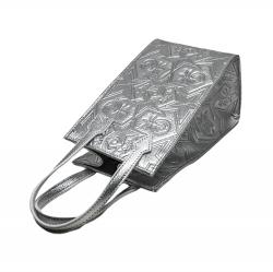 CS LEATHER PRINTED LOGO DRINK BAG - SLIVER
