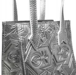 CS LEATHER PRINTED LOGO DRINK BAG - SLIVER