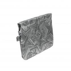 CS LEATHER PRINTED LOGO COIN PURSE- SLIVER
