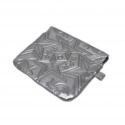 CS LEATHER PRINTED LOGO COIN PURSE- SLIVER