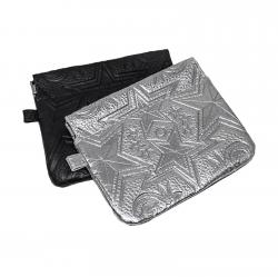 CS LEATHER PRINTED LOGO COIN PURSE- SLIVER