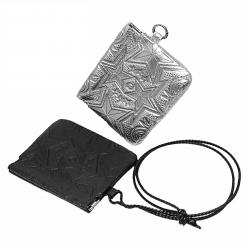 CS LEATHER PRINTED LOGO COIN PURSE- SLIVER