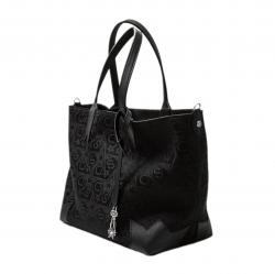 CS ARROW RISING STAR ZIPPER DOUBLE SIDED WEARABLE DENIM LEATHER TOTE BIG