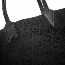 CS ARROW RISING STAR ZIPPER DOUBLE SIDED WEARABLE DENIM LEATHER TOTE BIG