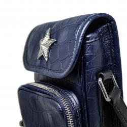DEPP STAR ZIPPER LEATHER COURIER BAG