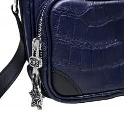 DEPP STAR ZIPPER LEATHER COURIER BAG