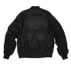 CS DENIM JACQUARD BOMBER JACKET WITH ARROW RISING STAR ZIPPER - BLACK