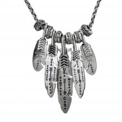 5 in 1 CS NAVAJO SHERIFF STAR ARROW FEATHER NECKLACE WITH 6 FEATHER BEADS