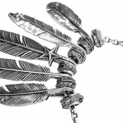 5 in 1 CS NAVAJO SHERIFF STAR ARROW FEATHER NECKLACE WITH 6 FEATHER BEADS