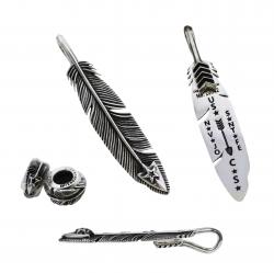 5 in 1 CS NAVAJO SHERIFF STAR ARROW FEATHER NECKLACE WITH 6 FEATHER BEADS