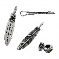 5 in 1 CS NAVAJO SHERIFF STAR ARROW FEATHER NECKLACE WITH 6 FEATHER BEADS
