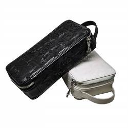 【GIFT WITH PURCHASE】CS LEATHER PRINTED LOGO COSMETIC BAG WITH ARROW RISING STAR ZIPPER - BLACK