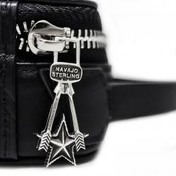 【GIFT WITH PURCHASE】CS LEATHER PRINTED LOGO COSMETIC BAG WITH ARROW RISING STAR ZIPPER - BLACK