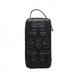 【GIFT WITH PURCHASE】CS LEATHER PRINTED LOGO COSMETIC BAG WITH ARROW RISING STAR ZIPPER - BLACK