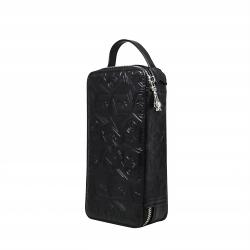 【GIFT WITH PURCHASE】CS LEATHER PRINTED LOGO COSMETIC BAG WITH ARROW RISING STAR ZIPPER - BLACK