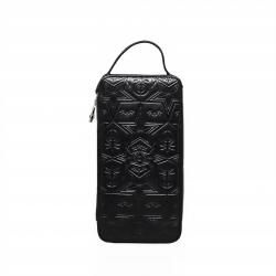 【GIFT WITH PURCHASE】CS LEATHER PRINTED LOGO COSMETIC BAG WITH ARROW RISING STAR ZIPPER - BLACK