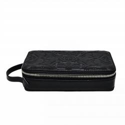 【GIFT WITH PURCHASE】CS LEATHER PRINTED LOGO COSMETIC BAG WITH ARROW RISING STAR ZIPPER - BLACK