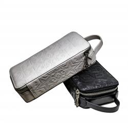 【GIFT WITH PURCHASE】CS LEATHER PRINTED LOGO COSMETIC BAG WITH ARROW RISING STAR ZIPPER - WHITE