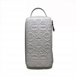 【GIFT WITH PURCHASE】CS LEATHER PRINTED LOGO COSMETIC BAG WITH ARROW RISING STAR ZIPPER - WHITE
