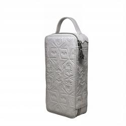 【GIFT WITH PURCHASE】CS LEATHER PRINTED LOGO COSMETIC BAG WITH ARROW RISING STAR ZIPPER - WHITE