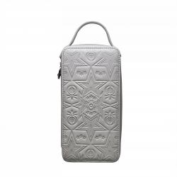 【GIFT WITH PURCHASE】CS LEATHER PRINTED LOGO COSMETIC BAG WITH ARROW RISING STAR ZIPPER - WHITE
