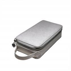 【GIFT WITH PURCHASE】CS LEATHER PRINTED LOGO COSMETIC BAG WITH ARROW RISING STAR ZIPPER - WHITE
