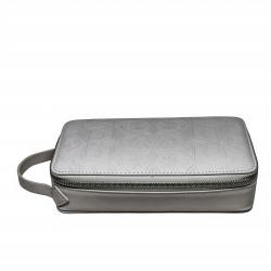 【GIFT WITH PURCHASE】CS LEATHER PRINTED LOGO COSMETIC BAG WITH ARROW RISING STAR ZIPPER - WHITE