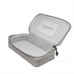 【GIFT WITH PURCHASE】CS LEATHER PRINTED LOGO COSMETIC BAG WITH ARROW RISING STAR ZIPPER - WHITE
