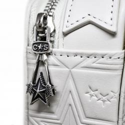 【GIFT WITH PURCHASE】CS LEATHER PRINTED LOGO COSMETIC BAG WITH ARROW RISING STAR ZIPPER - WHITE