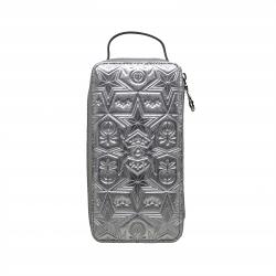 【GIFT WITH PURCHASE】CS LEATHER PRINTED LOGO COSMETIC BAG WITH ARROW RISING STAR ZIPPER - SILVER
