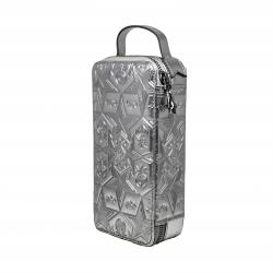 【GIFT WITH PURCHASE】CS LEATHER PRINTED LOGO COSMETIC BAG WITH ARROW RISING STAR ZIPPER - SILVER