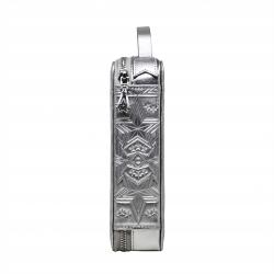 【GIFT WITH PURCHASE】CS LEATHER PRINTED LOGO COSMETIC BAG WITH ARROW RISING STAR ZIPPER - SILVER