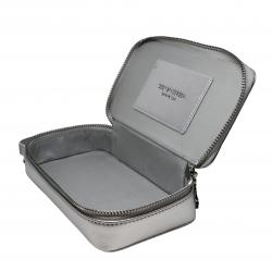 【GIFT WITH PURCHASE】CS LEATHER PRINTED LOGO COSMETIC BAG WITH ARROW RISING STAR ZIPPER - SILVER
