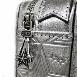 【GIFT WITH PURCHASE】CS LEATHER PRINTED LOGO COSMETIC BAG WITH ARROW RISING STAR ZIPPER - SILVER