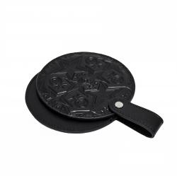 【GIFT WITH PURCHASE】CS LEATHER PRINTED LOGO PORTABLE MIRROR - BLACK