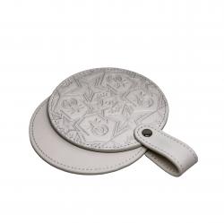 【GIFT WITH PURCHASE】CS LEATHER PRINTED LOGO PORTABLE MIRROR - WHITE