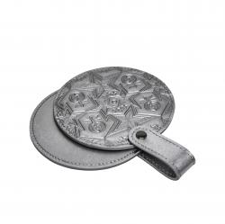 【GIFT WITH PURCHASE】CS LEATHER PRINTED LOGO PORTABLE MIRROR - SILVER