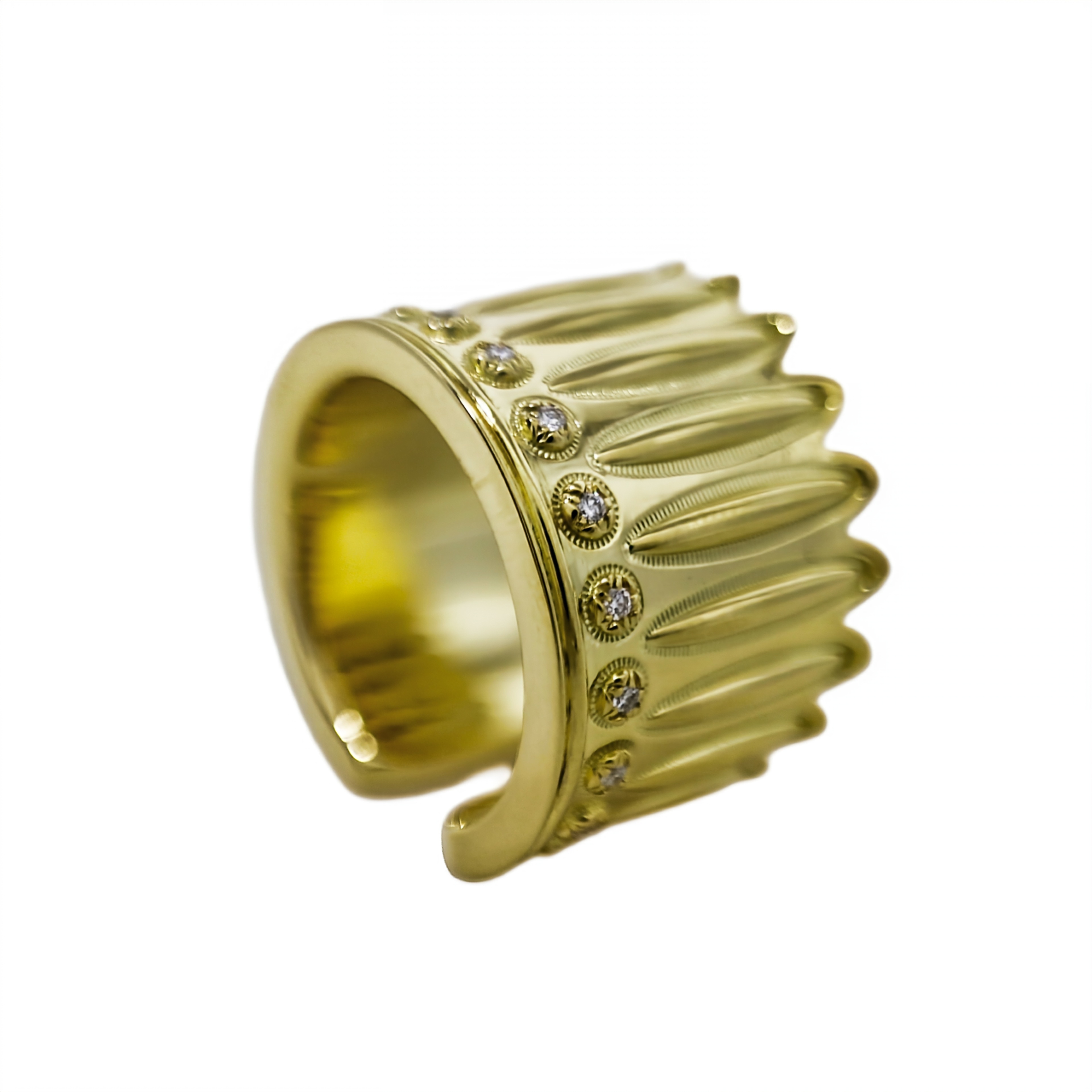 FEATHER HEAD STAR RING 18K GOLD WITH DIAMONDS