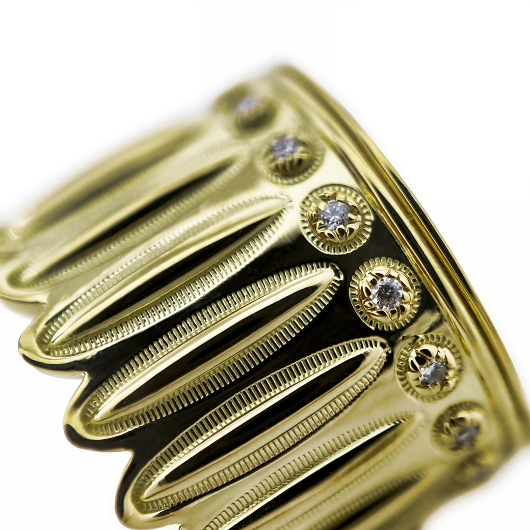 FEATHER HEAD STAR RING 18K GOLD WITH DIAMONDS