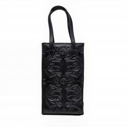 【GIFT WITH PURCHASE ONLINE】LEATHER PRINTED LOGO DRINK BAG - BLACK