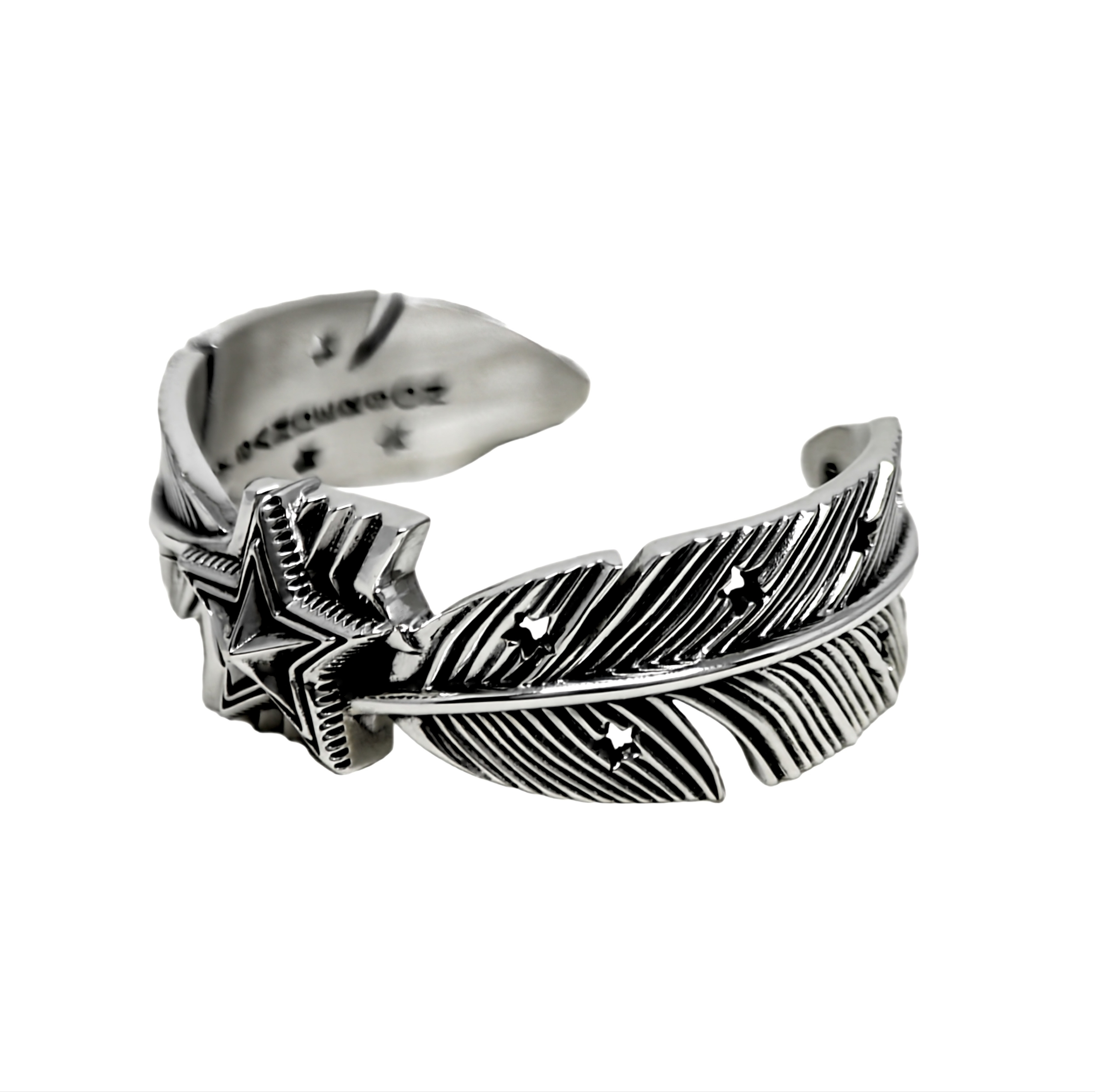 HEAVY CS NAVAJO SHERIFF STAR ARROW FEATHER CUFF - STARRY