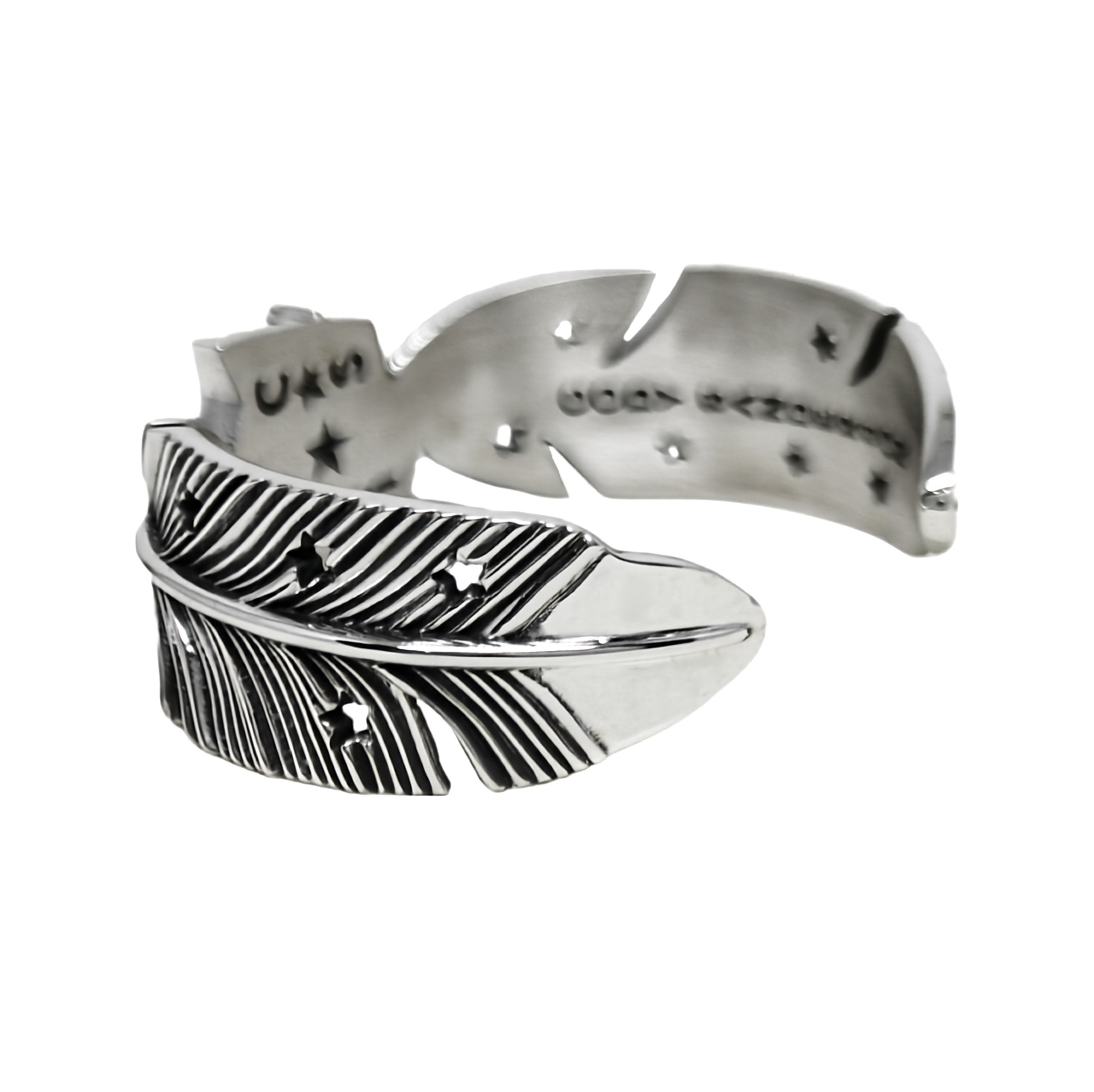 HEAVY CS NAVAJO SHERIFF STAR ARROW FEATHER CUFF - STARRY