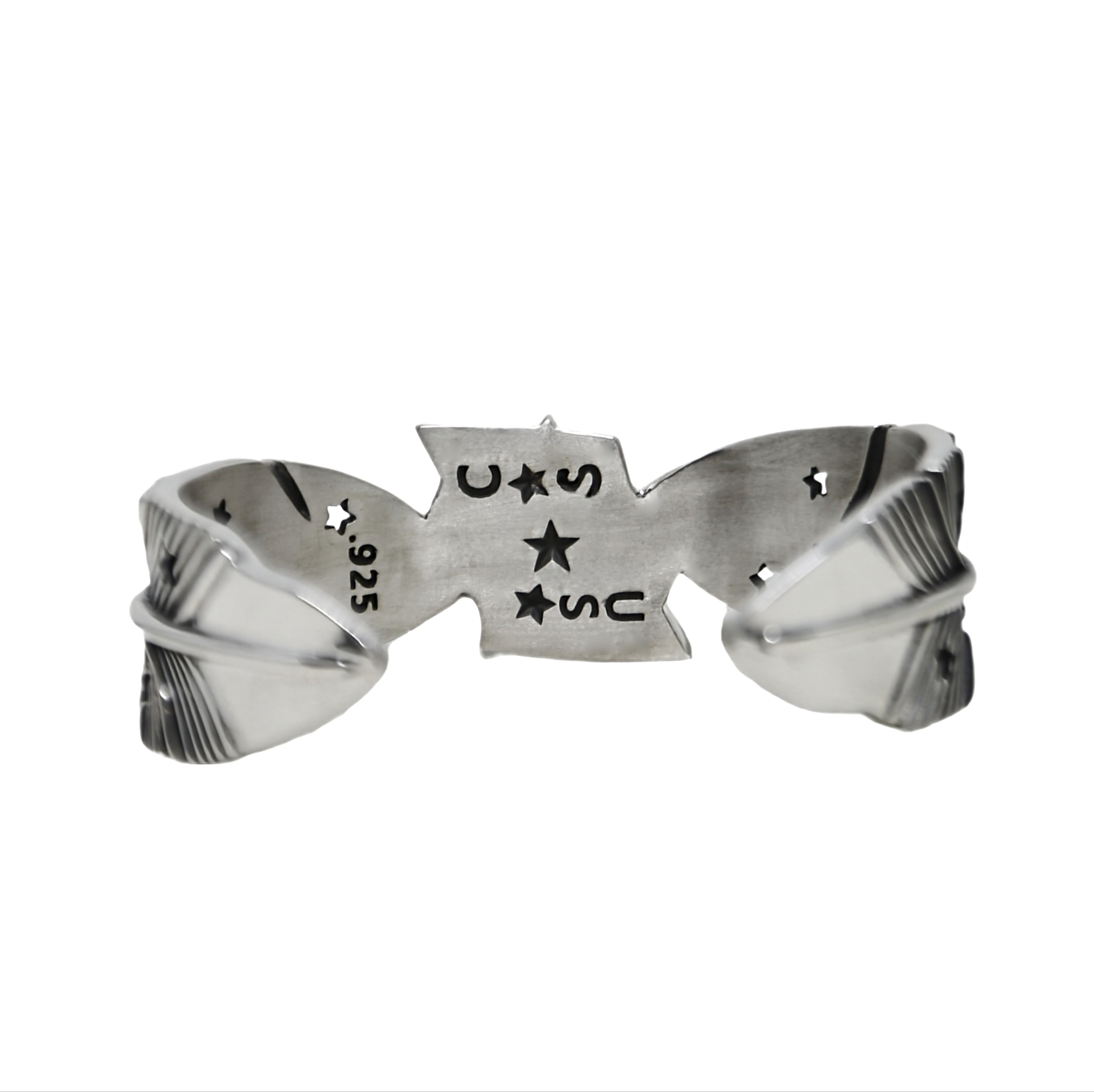 HEAVY CS NAVAJO SHERIFF STAR ARROW FEATHER CUFF - STARRY