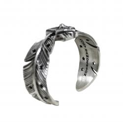 HEAVY CS NAVAJO SHERIFF STAR ARROW FEATHER CUFF - STARRY