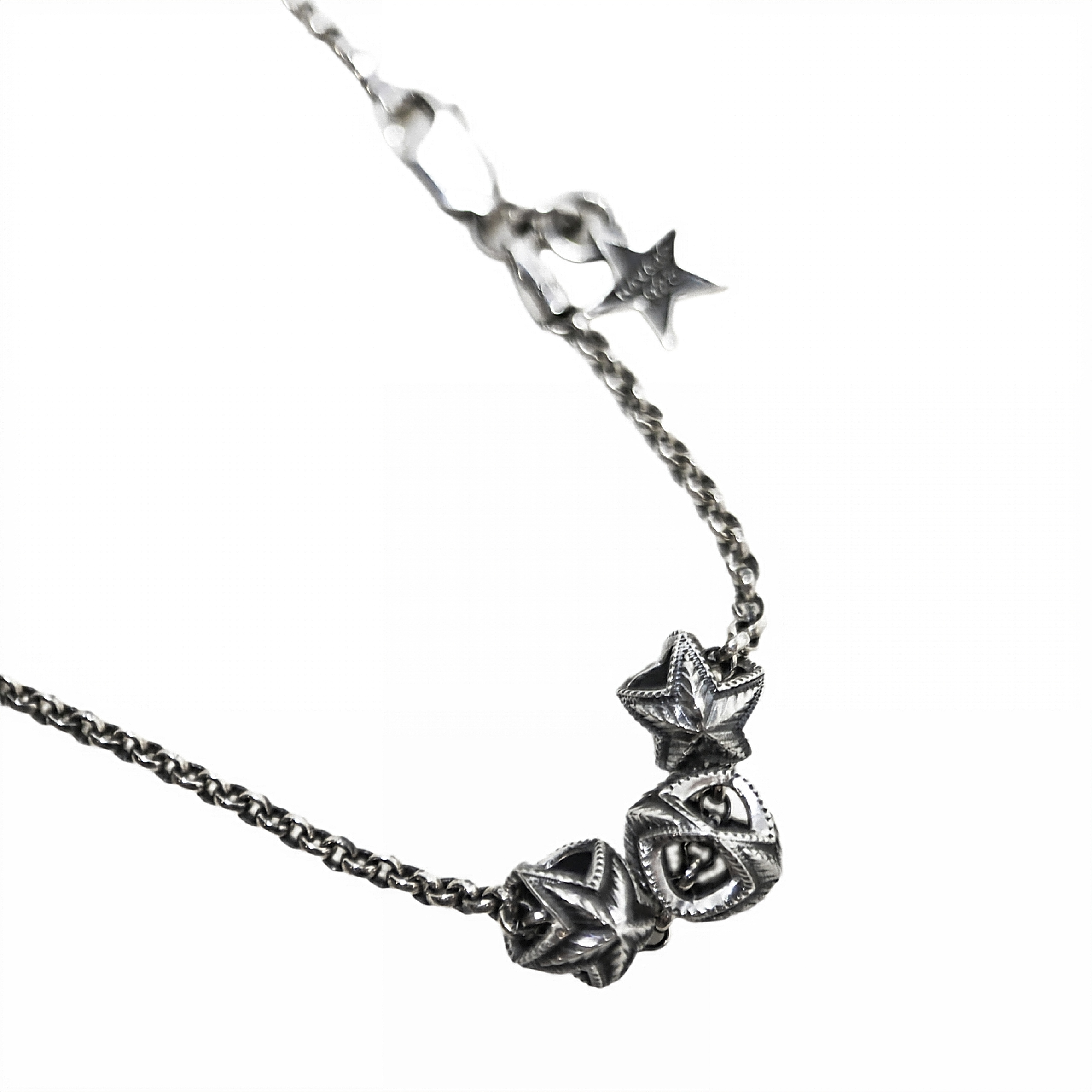 EXTRA TINY DOUBLE FACE DEPP STAR PENDANT(Include 16" Silver Chain)